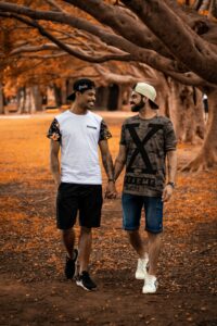 LGBTQIA couple communicating effectively. In marriage counseling and couples therapy, couples will reconnect when participating in EFT therapy at Unload It Therapy in Houston, TX 